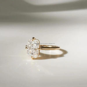 Anillo de Compromiso de Moissanita con Corte Cojín Alargado Solitaire, Engaste de Puntas de Brújula, Plata 925, Anillo de Diamante Simulado, Regalos de Aniversario - Product Image 5