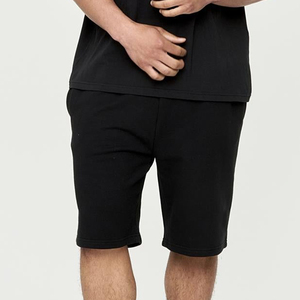 Men's Solid <b>Black</b> Cotton Bermuda Shorts Mid Waist Elastic Comfortable Casual Wear - Product Image 2