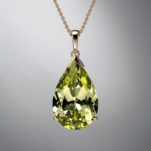 Collier pendentif en or massif 9K avec pierre précieuse péridot vert taille poire, bijoux fins pour femmes, design minimaliste et élégant - Product Image 5