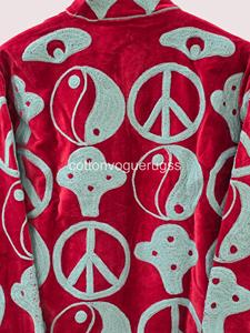 Uzbek Outerwear <b>Coat</b> Handmade Velvet Suzani Eco-Friendly Winter Boho Embroidered Women's Luxury <b>Coat</b> for Party Wear - Product Image 5