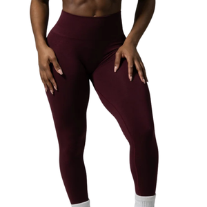 Leggings de sport sans couture taille haute pour femme, couleur bordeaux, compression, fitness, yoga, course à pied, anti-transpiration, extensibles, entraînement athlétique - Product Image 5