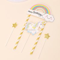Einhorn Tortendekoration Happy Birthday Abschlussfeier Regenbogen Banner Papier Anpassbare Farbe & Form DIY Party Dekorations-Set