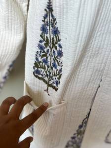 Floral Quilted Long <b>Jacket</b> Botanical Print Kimono Coat Quilted Open-Front <b>Jacket</b> Floral Print Longline Coat Bohemian Quilted Jac - Product Image 5