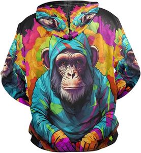 Sweat à capuche coloré pour homme, coupe classique, imprimé, en polyester, décontracté, streetwear d'automne, tricoté, avec sublimation - Product Image 2