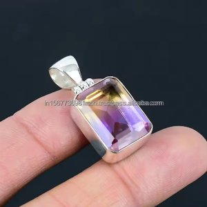 Colgante de piedras preciosas de ametrino natural, colgante de forma de lápiz de piedras preciosas facetadas, regalo minimalista, collar con colgante de ametrino para ella - Product Image 1