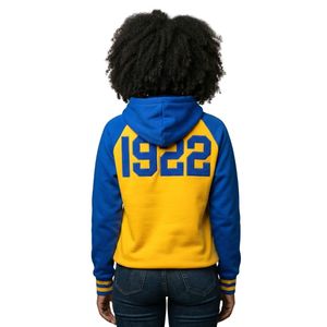Sudadera con Capucha Sigma Gamma Rho SGRho, Sudadera Azul y Dorada de la Hermandad Griega, Ropa Griega para Mujer - Product Image 1
