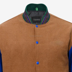 Vestes de baseball décontractées et ajustées en laine pour hommes avec manches boutonnées en cuir Veste de baseball universitaire pour hommes OEM - Product Image 6