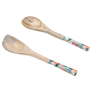 New Trending Flat Look Enameled Print Wooden Salad Server Spoons For Dining <b>Table</b> Organizer & Food Server Spoon In Hot Sale - Product Image 5