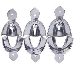 Plateaux d'empreinte dentaire en métal massif Azicon - Ensemble supérieur et inférieur réutilisable et autoclavable pour prothèses sans dents - Outil chirurgical - Product Image 1