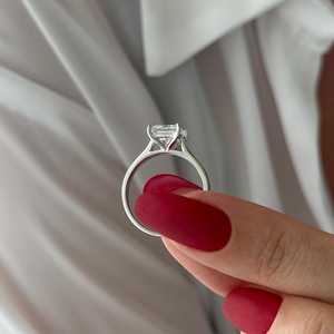 2 Carat D VVS2 Princess Cut Lab Grown <b>Diamond</b> Solitaire <b>Ring</b> , Tapered Cathedral Engagement <b>Ring</b> , IGI Certified - Product Image 5