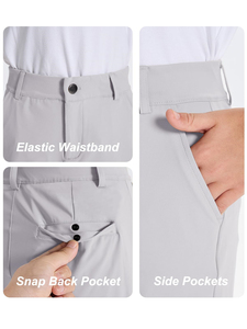 Shorts de golf pour garçons, shorts décontractés en sergé hybride à devant plat, vêtements pour enfants, shorts d'uniforme scolaire extensibles - Product Image 4