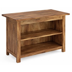 Îlot de cuisine rectangulaire en bois de manguier, style moderne du milieu du siècle, étagères ouvertes, meubles en kit, vente en gros - Product Image 1