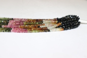 Nueva llegada Multi turmalina facetada Rondelle Beads Natural turmalina cuentas turmalina hebras - Product Image 3