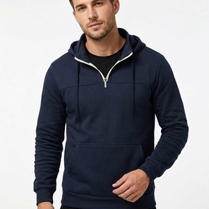 Sudadera con capucha para hombre, de invierno, con cremallera, forro polar de doble cara, estilo hip hop, para entrenamiento, gruesa, informal, con logo personalizado, color liso - Product Image 3
