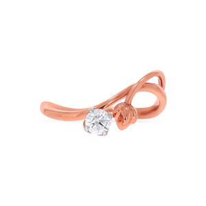 Minimalist Rose Gold Diamond <b>Ring</b> <b>Thin</b> Band with Solitaire Diamond Subtle Bypass Design Everyday Wear - Product Image 3