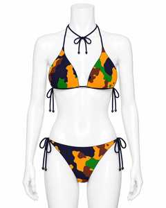 Ensemble de bikini imprimé camouflage pour femme, dos nu, à nouer sur les côtés, extensible, deux pièces, coupe classique, en Spandex et Polyester - Product Image 1