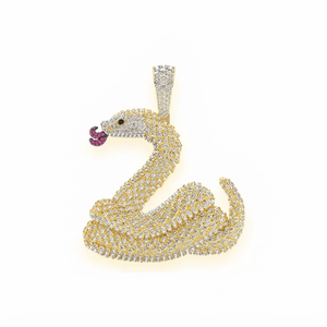 Collar con Colgante de Escamas de Serpiente en Plata de Ley 925 para Hombre, Chapado en Oro, con Diamante Cultivado en Laboratorio, Personalizable, Estilo Hip Hop, Joyería Fina - Product Image 1