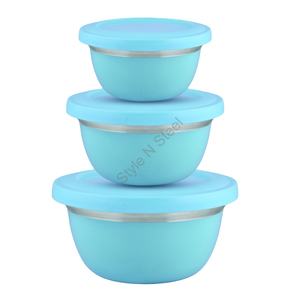 Bol Aldi premium en acier inoxydable avec couvercle en plastique bleu ciel - Product Image 1