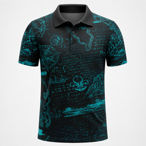 Men's Custom Sublimation <b>Sports</b> <b>Polo</b> Shirt Quick Dry Breathable Golf Tee Vintage Nautical Map Printing Short Sleeve Activewear - Product Image 1