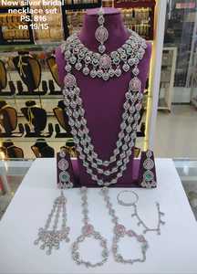 Elegant High Quality <b>silver</b> Plated Bridal Engagement Wedding Anniversary Party Gift Ethnic Fashion Rhodium Plated Jewelry Set - Product Image 1