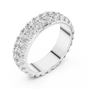 Anillo de Eternidad de Plata de Ley 925 con Moissanita, 3 Filas de Circonitas Brillantes Redondas con Engaste de Garra, Anillo de Boda para Mujer - Product Image 2