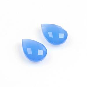 Calcedonia azul Natural facetada 10x14mm forma de pera Briolette cuentas calibradas piedras preciosas sueltas proveedor de fabricación de joyas - Product Image 2