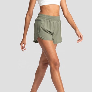 Pantalones cortos deportivos de algodón de cintura alta personalizados para mujer, transpirables, cómodos, cintura elástica, bolsillo, lavado en caliente para entrenamiento de correr - Product Image 5