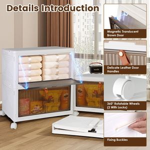 Set di 4 Contenitori Pieghevoli in Plastica a 4 Livelli con Apertura Magnetica a 360 Gradi, Organizzatori Impilabili per Armadio - Product Image 3