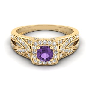 REYES Exclusive Design 925 Sterling Silver Round Cut 0.5CT Amethyst Gemstone Ring GRA Certified Moissanite Anniversary Gift Ring - Product Image 6