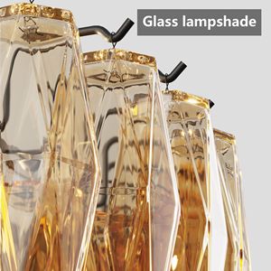 Lampadario Moderno Nero da 54 Pollici con 12 Luci e 4 Livelli, Grande Lampadario Rettangolare in Vetro Fumé per Sala da Pranzo, Cucina, Isola, Stile Rustico - Product Image 6