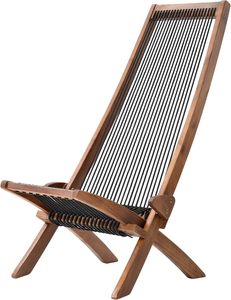 Modern Solid Teak Wood Rope Sling <b>Folding</b> Lounge <b>Chair</b> for Outdoor Use in Villa Hotel Park & Garden - Product Image 4