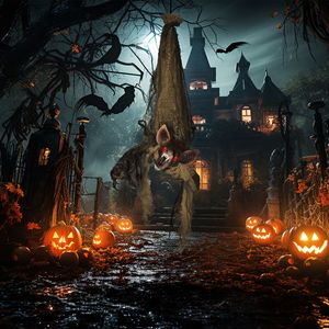 Decoración de Murciélago Colgante de Halloween de 28 Pulgadas, Tamaño Real, con Sonido y Efecto de Luz Activado por Movimiento - Product Image 2