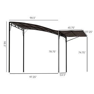 Pergola in Alluminio da Esterno 3x2,4m con Porte e Finestre, Gazebo da Giardino per Camper, Terrazza, Colore Marrone - Product Image 3