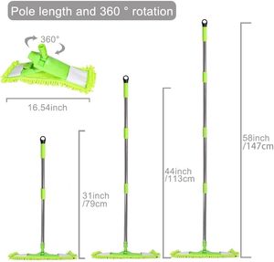 Serpillère plate commerciale en coton, réutilisable, auto-essoreuse, pour nettoyage des sols, avec long manche en métal et plateau en acier inoxydable, durable - Product Image 2