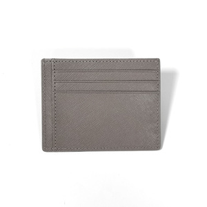 Tarjetero Delgado de Cuero Saffiano de Alta Calidad Hecho a Mano por Castello, con Logotipo Grabado, en Azul Marino, Verde, Gris y Negro, con Cierre Abierto - Product Image 3