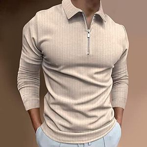 Zipped FullSleeve High Quality <b>Mens</b> Cotton Polo <b>T</b> <b>Shirt</b> Slim Fit Soft Summer Fashion Streetwear Plain Blank Logo Male Designer A - Product Image 2