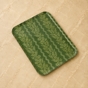 Bandeja de Servicio Exclusiva con Diseño de Hojas Botánicas, Resistente a los Arañazos, Rectangular, para Servir Té, Café, Aperitivos y Comida, Bandeja Decorativa - Product Image 1
