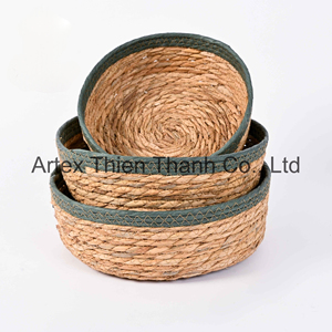 Nouvelle Arrivée Panier en Jacinthe d'Eau Tressé Panier Naturel Fait Main Panier Organisateur Tissé pour Rangement Domestique OEM - Product Image 3