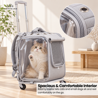 Sac à dos et chariot de transport transparent 2-en-1 pour animaux de compagnie avec rotation à 360° °   Roues
