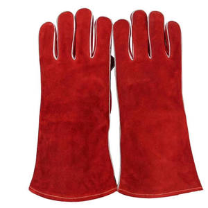 Guantes de Cuero Rojo para Soldadura TIG/MIG, Refuerzo en la Palma Gris, Protección Contra Cortes y Salpicaduras de Metal Fundido, Seguridad Laboral - Product Image 4