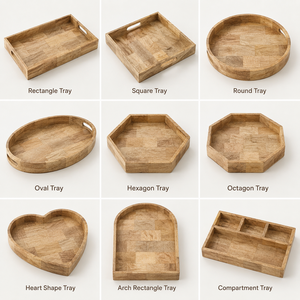 Plateau de service en bois fait à la main, avec poignées découpées - Product Image 6