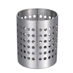 Vintage Design Silver Color Steel Metal Cutlery Holder With Base Utensil Caddy Decorative Farmhouse Style On Sale - Product Image 2