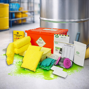 Kit de contrôle des déversements chimiques de haute qualité, 45 litres, tampons absorbants jaunes pour matières dangereuses, dans un coffret robuste et résistant pour la sécurité des laboratoires et des usines - Product Image 3