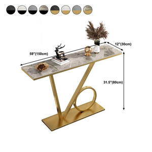 Luxury <b>Marble</b> <b>Top</b> <b>Console</b> <b>Table</b> Gold Stainless Steel Base Narrow Hallway Entryway <b>Table</b> for Hotel Lobby Decor - Product Image 3