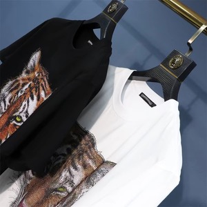 Custom <b>Men's</b> Tiger Print Cotton T-Shirt Soft Breathable Casual Style <b>Animal</b> Pattern Front Logo Tee Manufacturer Bulk Supply - Product Image 2