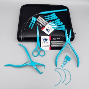 Kit d'outils professionnel pour extensions de cheveux couleur Teal Lucky Lash – Pinces à micro-anneaux en acier inoxydable, ciseaux, clips pour extensions de cheveux de qualité professionnelle - Product Image 3