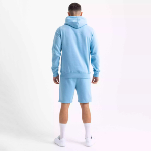 Mens Winter Two-piece Solid 100% Cotton Fleece Breathable Lightweight Tracksuit Set Hoodie Shorts Casual Zipper Hooded - Product Image 2