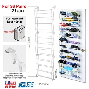 Scarpiera da appendere alla porta da 36 paia, organizer da parete a 12 strati per armadio, porta scarpe salvaspazio - Product Image 3