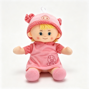 Muñeco de peluche personalizado de cerdito con lunares rosas, muñeco de peluche de bebé con pelo rubio, muñeco de cerdito bordado, muñeco de peluche para abrazar para bebés - Product Image 4