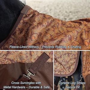 Couverture pour cheval sans rembourrage, imperméable et respirante, pour le printemps et les temps cléments, avec doublure anti-frottement en polaire pour le cou. - Product Image 5